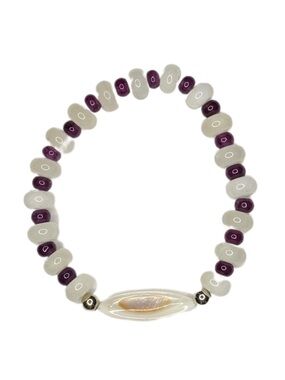 Mother of Pearl with calcite and dyed quartz bracelet handmade stretchy